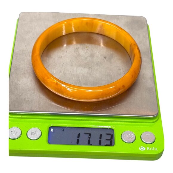 Vintage Marbled Bakelite Bangle Bracelet Size 8" Orange Yellow Boho Chic Retro - Picture 5 of 6